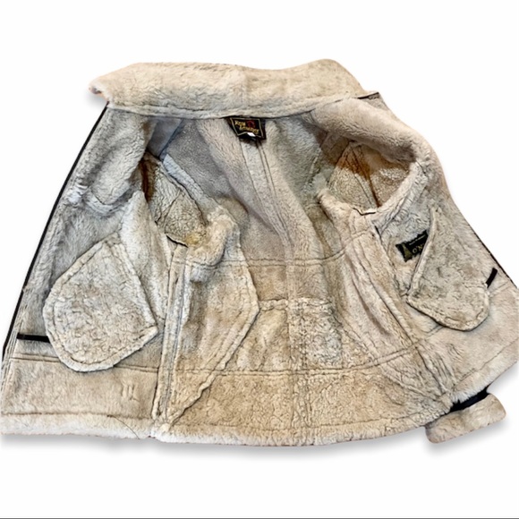 NWOT Brown Sheepskin Leather Shearling & Raccoon Fur B3 Bomber Jacket - Picture 13 of 15